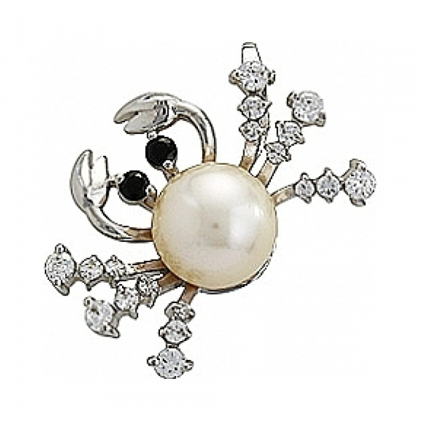 Золотая подвеска с жемчугом и фианитом № 76710