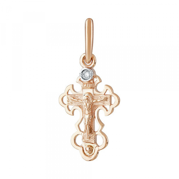 Крест литой с накладкой б/з и фианитом № 134518