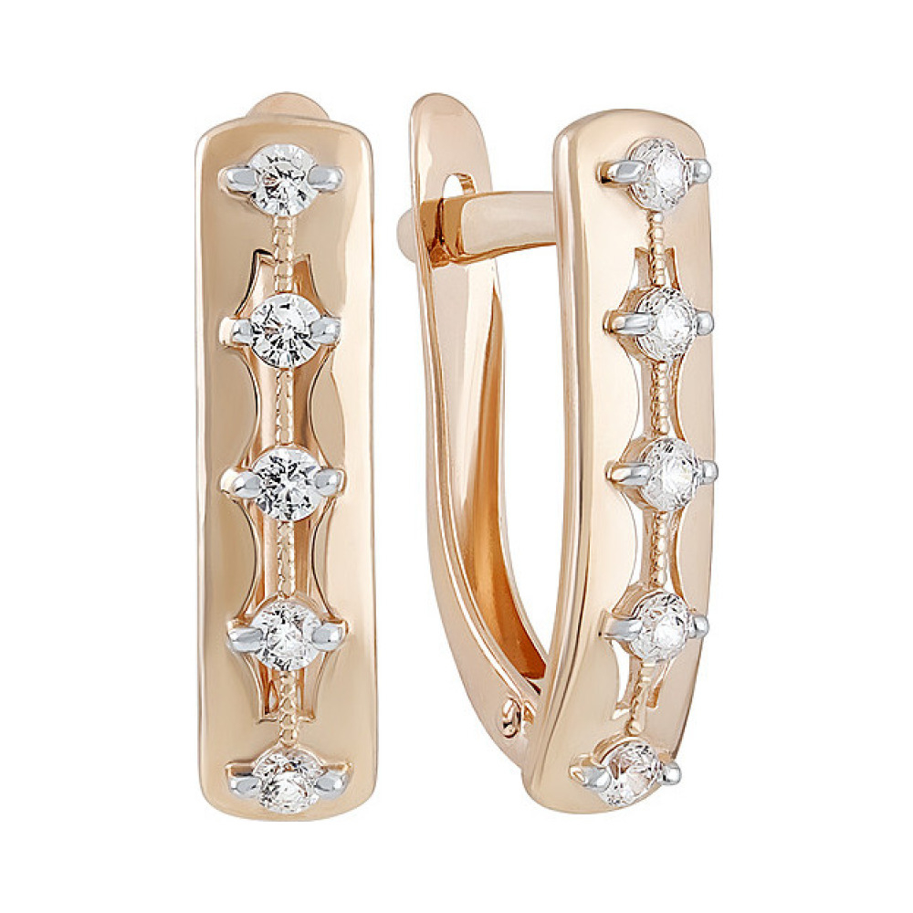 Золотые серьги с фианитом № 135164