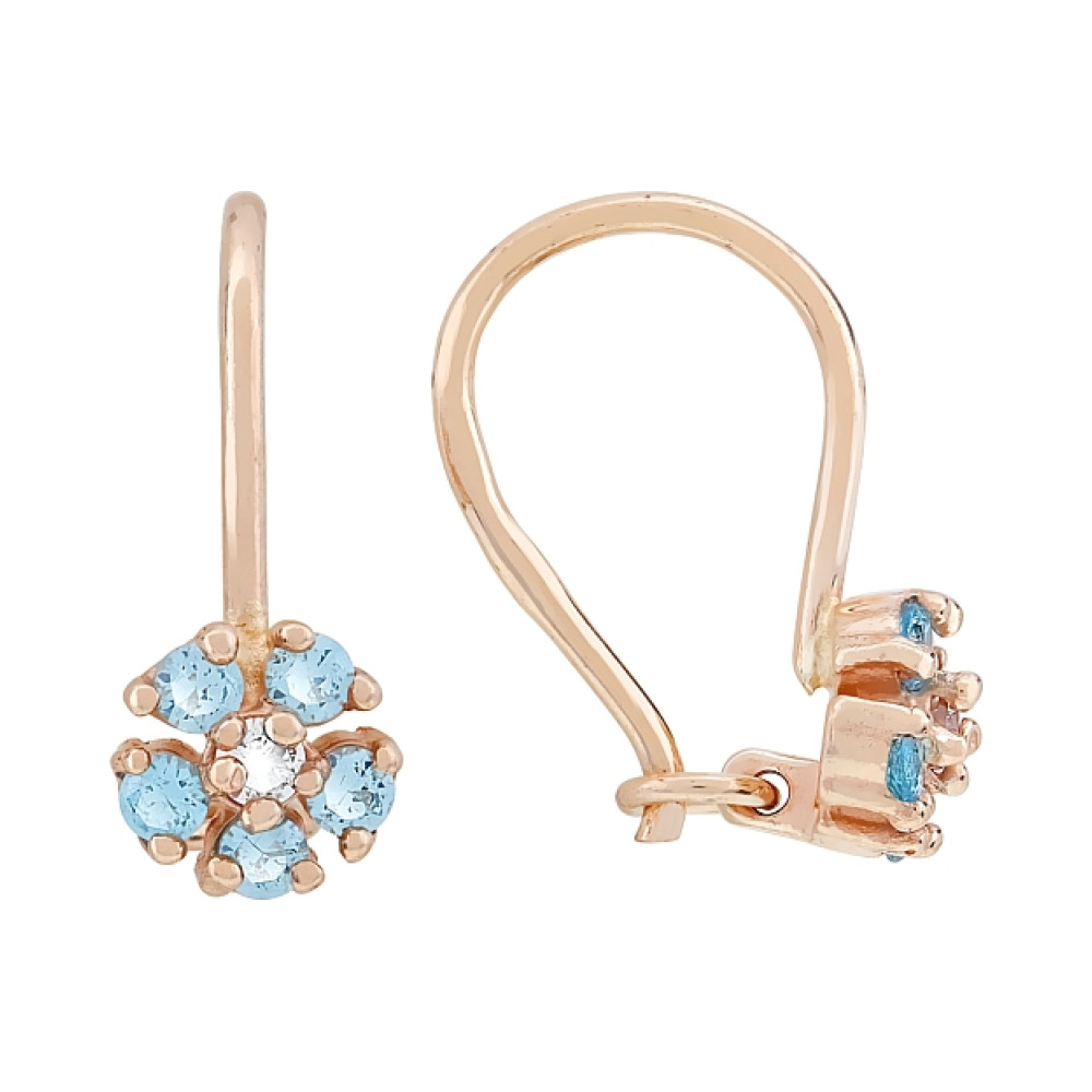 Золотые серьги с фианитом № 116736