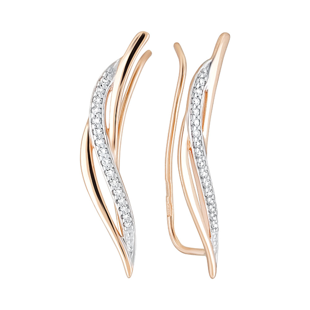 Золотые серьги с фианитом № 124316