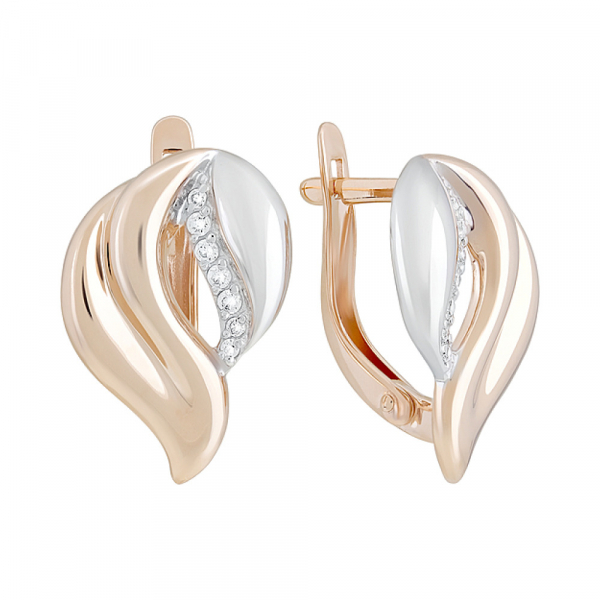 Золотые серьги с фианитами № 127811