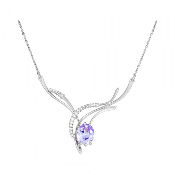 Серебряное колье с фианитом № 123154