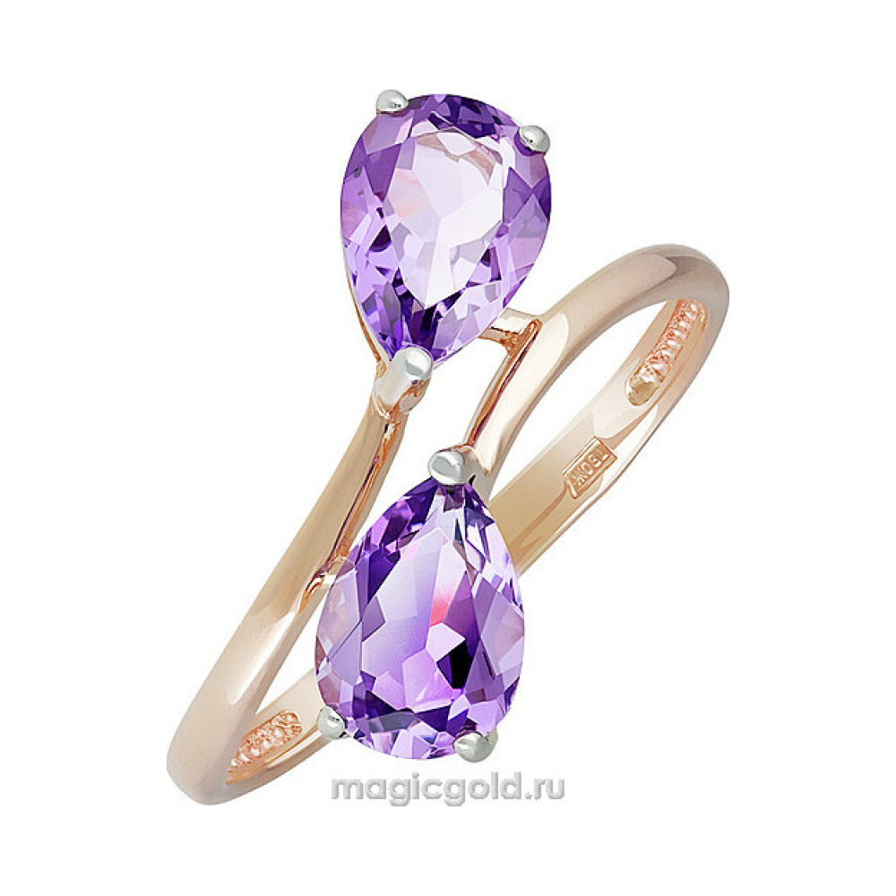 Золотое кольцо с аметистом № 139060