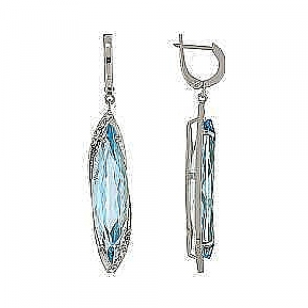 Серебряные серьги с топазом и фианитом № 98754