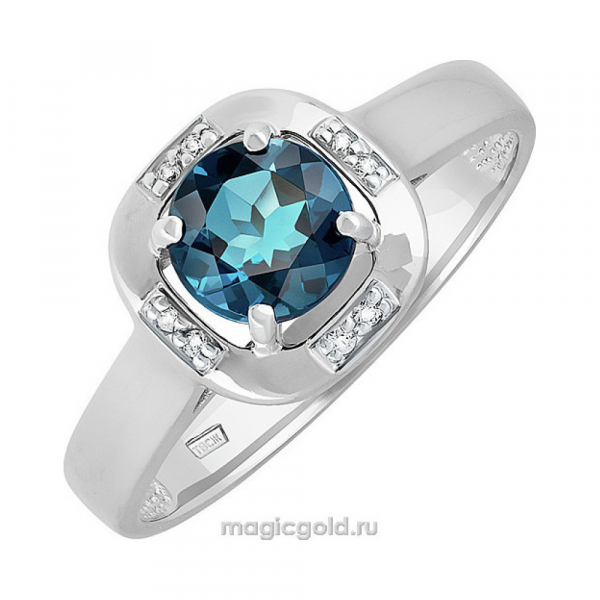 Золотое кольцо с топазом и фианитом № 139074