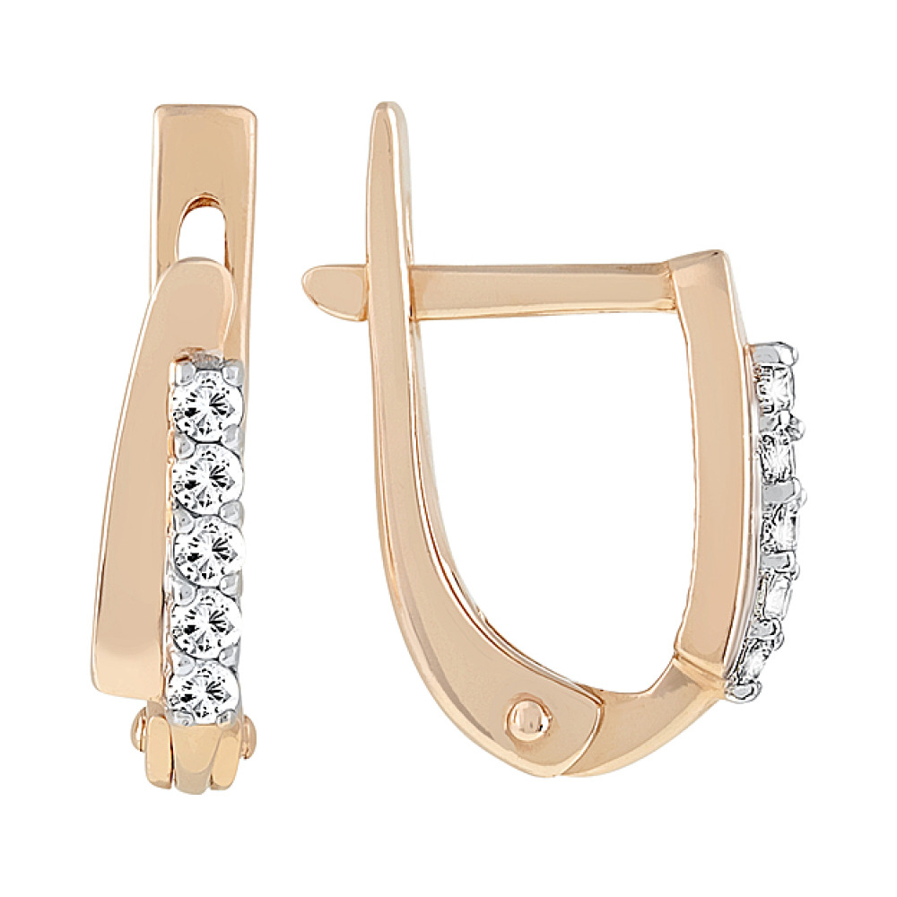 Золотые серьги с бриллиантом № 75550