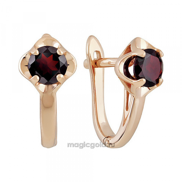 Золотые серьги с гранатом № 139477