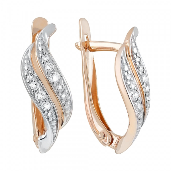 Золотые серьги с фианитами № 120668