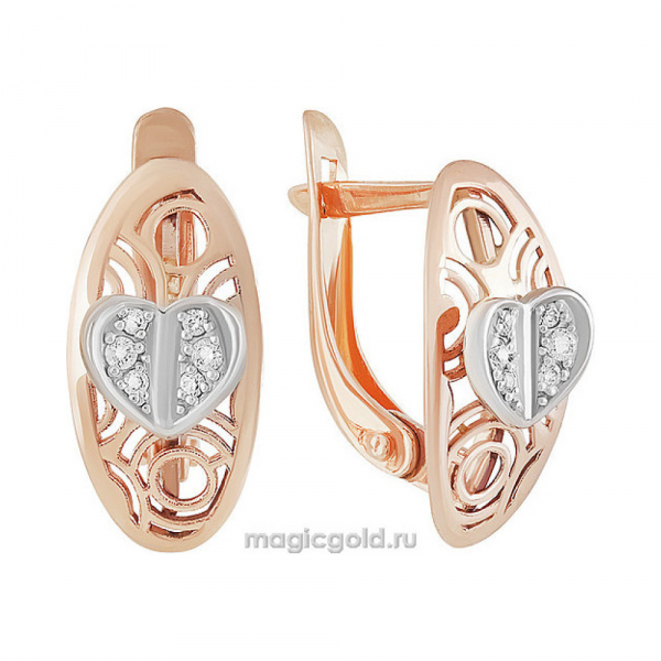 Золотые серьги с фианитом № 160984
