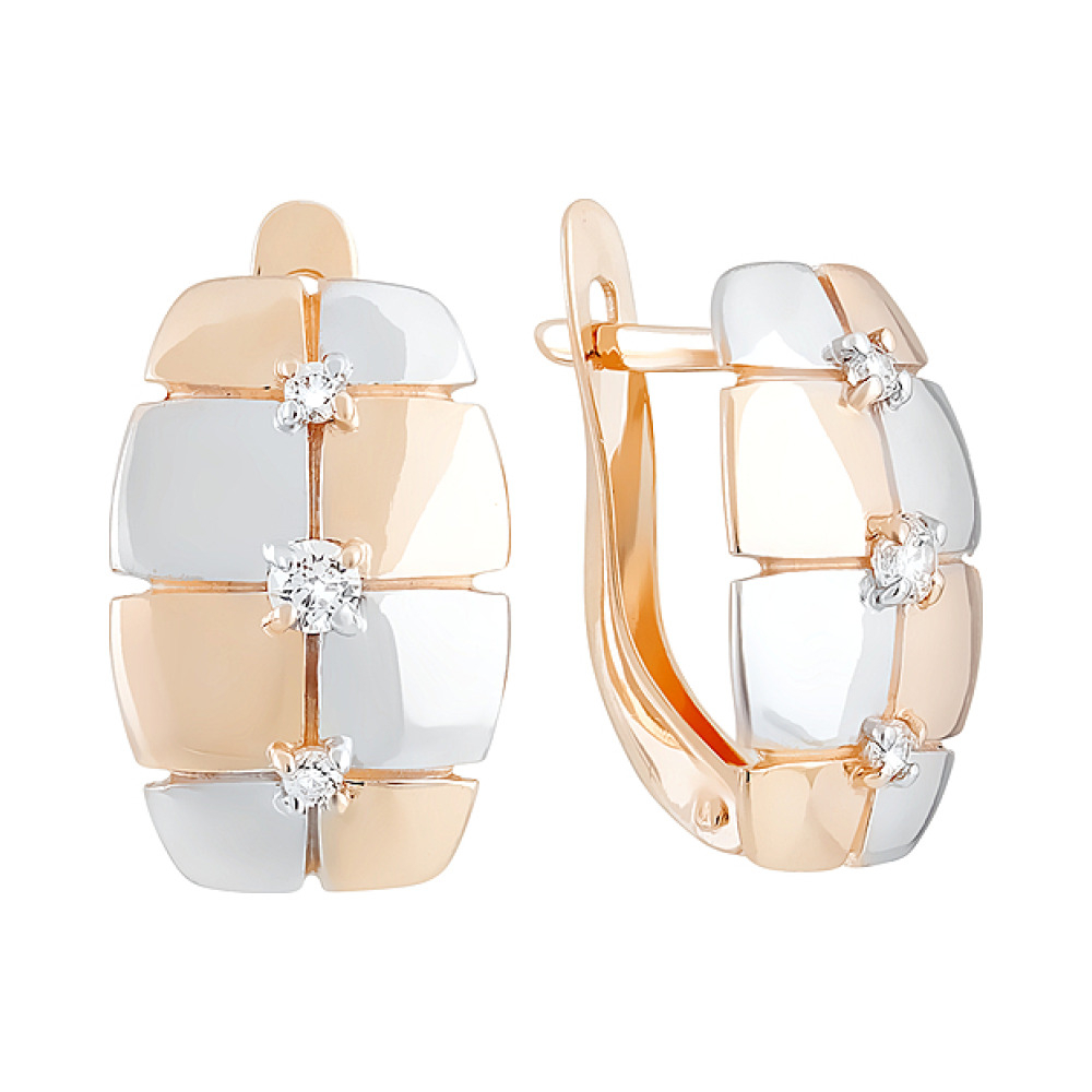 Золотые серьги с фианитом № 129879