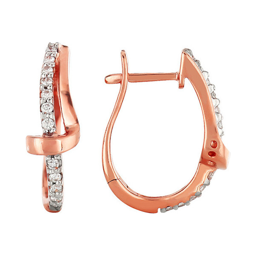 Золотые серьги с бриллиантом № 98066