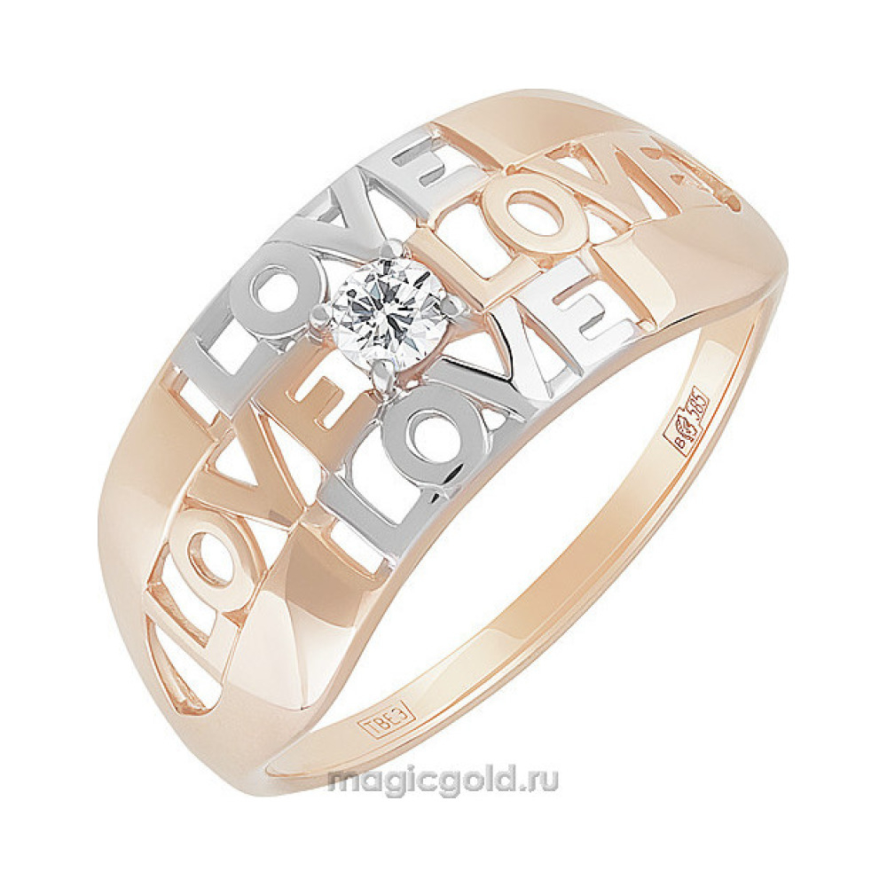 Золотое кольцо с фианитом № 155822
