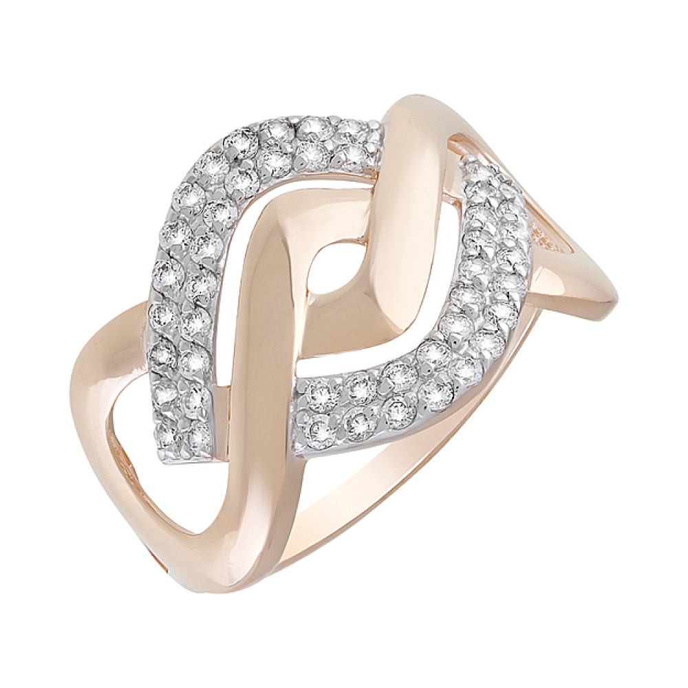 Золотое кольцо с фианитами № 128937