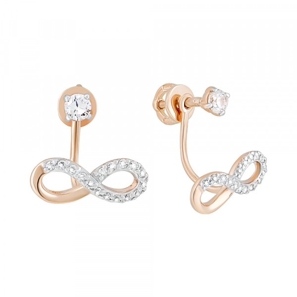 Золотые серьги с фианитами № 126777