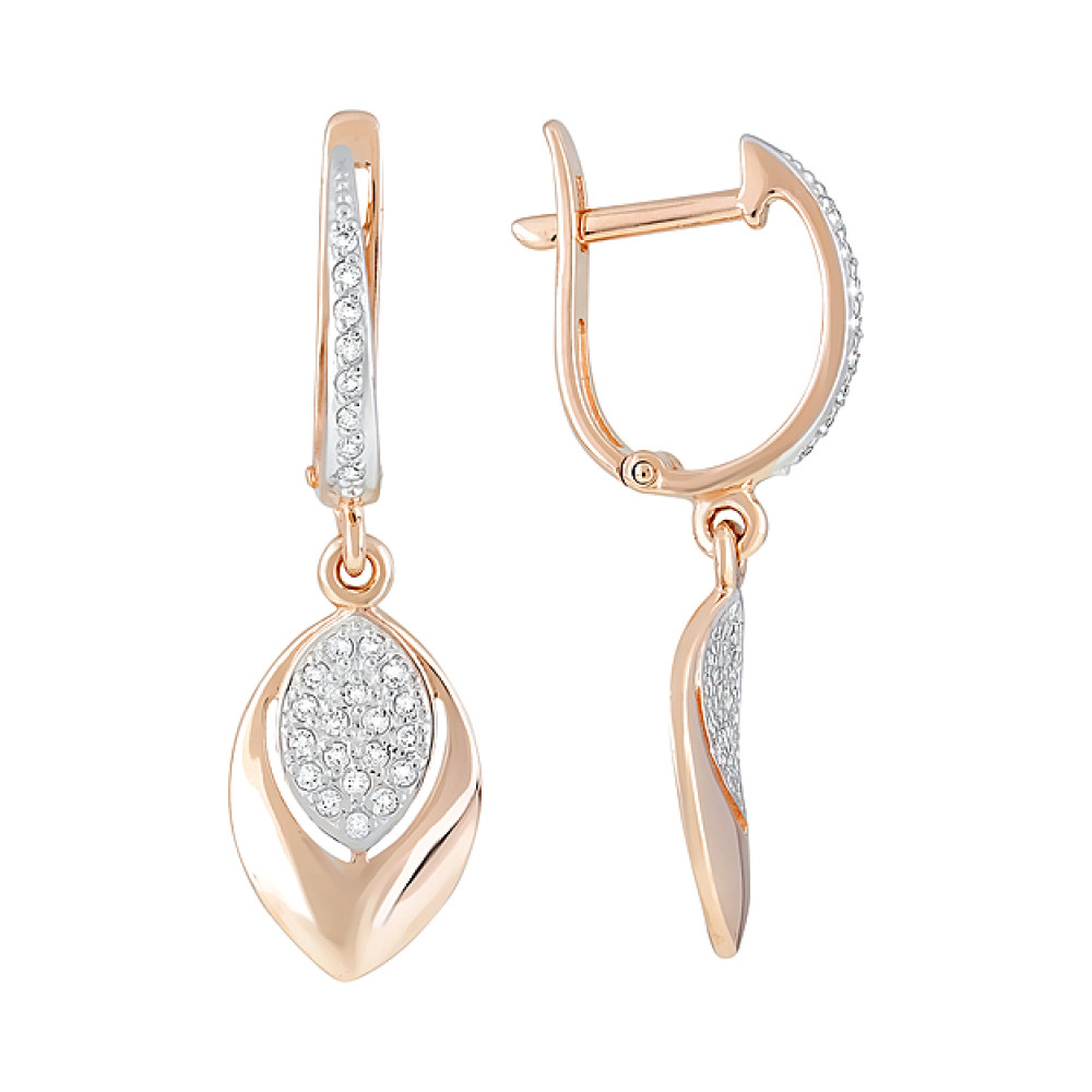 Золотые серьги с фианитами № 123448