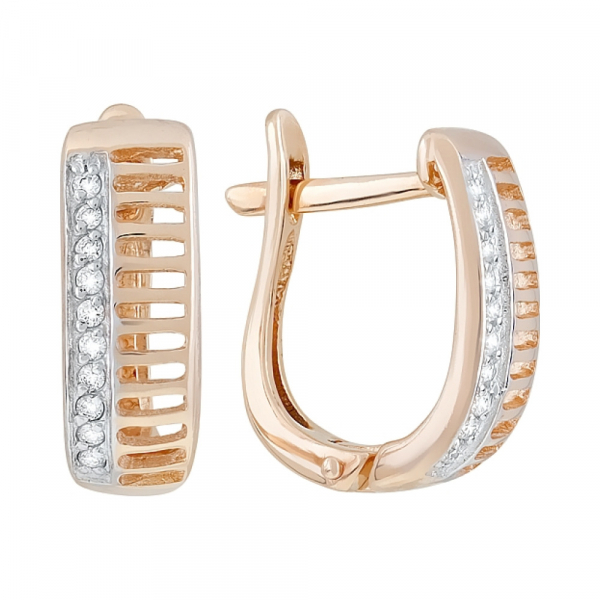 Золотые серьги с бриллиантом № 117665