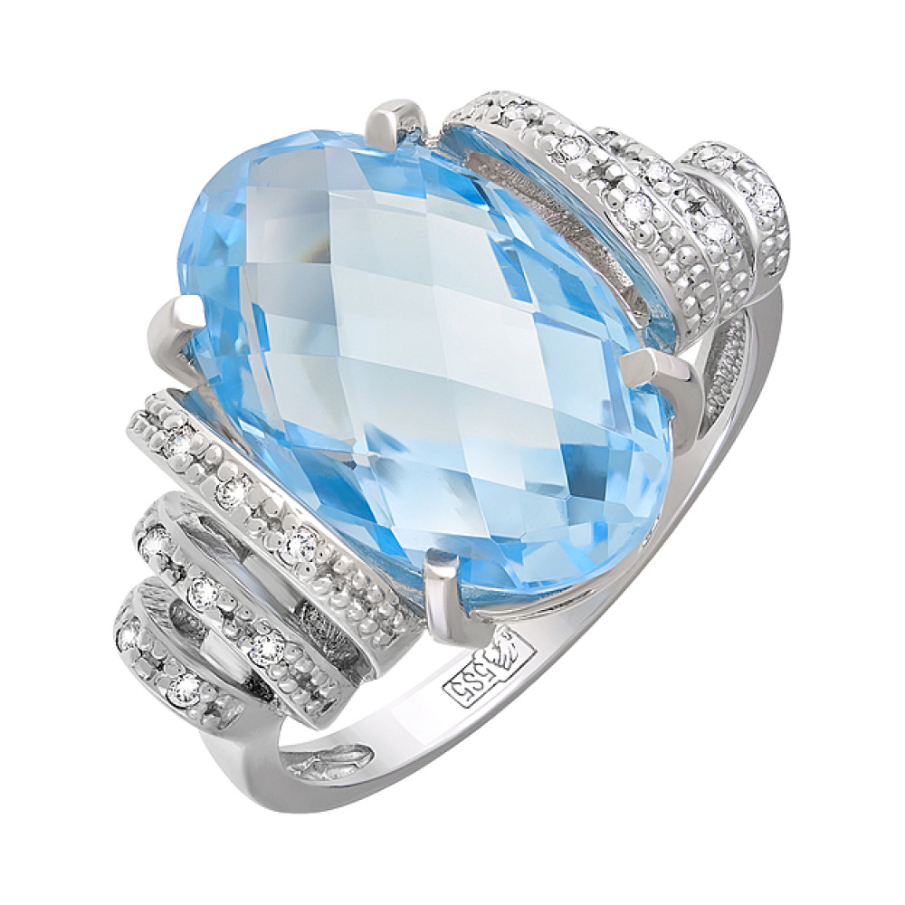 Золотое кольцо с топазом и фианитом № 102095