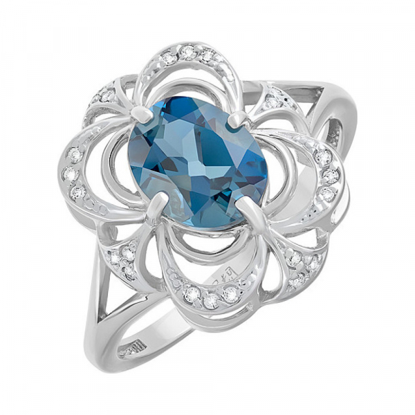 Золотое кольцо с топазом и фианитом № 124600