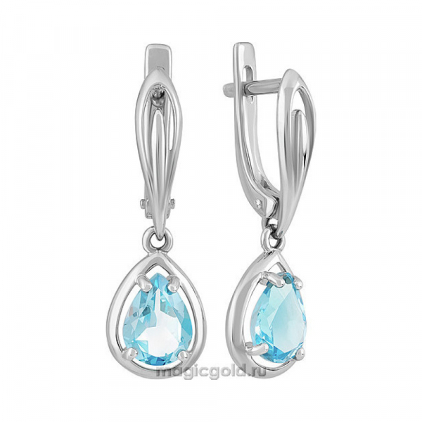 Золотые серьги с топазом № 142142