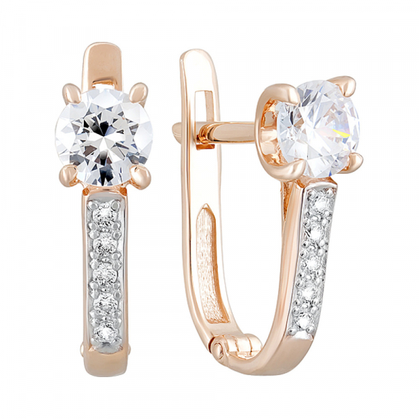 Золотые серьги с кристаллами swarovski № 124746