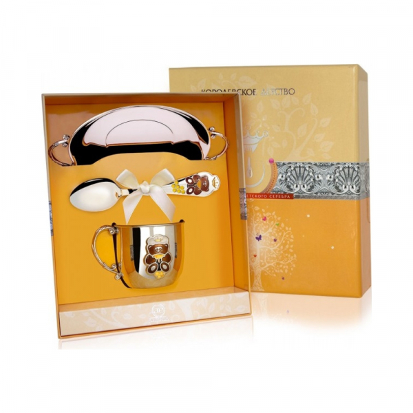 Набор детского серебра «Мишка» КД с кружкой