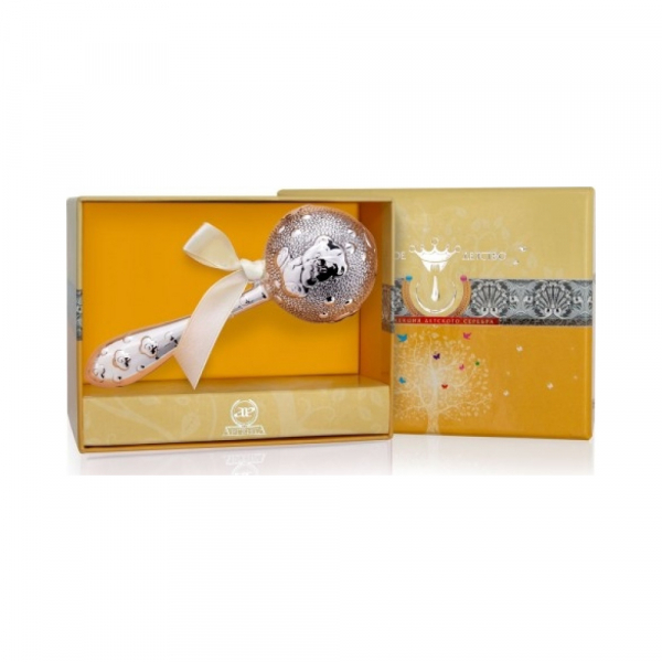 Серебряная погремушка «Медведь» шар