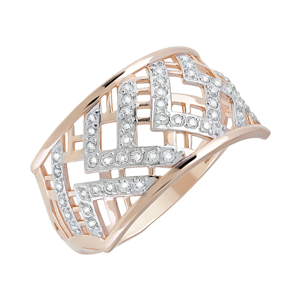 Золотое кольцо с фианитами № 123826