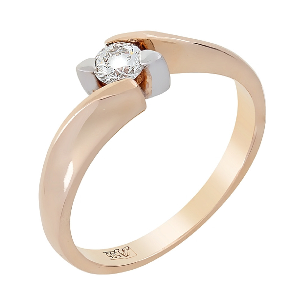 Золотое кольцо с бриллиантом № 62057