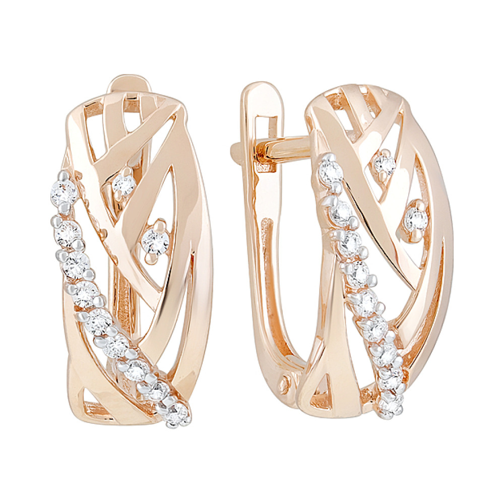 Золотые серьги с фианитами № 127356