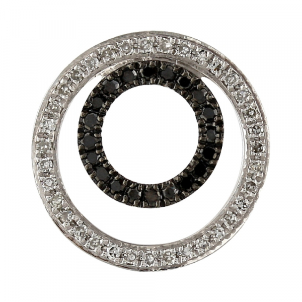 Подвеска с чёрными и белыми бриллиантами № 107036