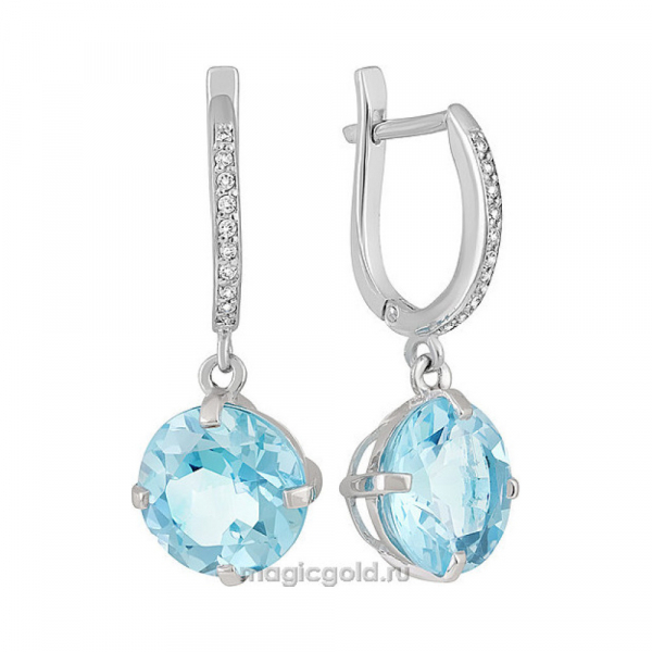 Серебряные серьги с топазом и фианитом № 136205