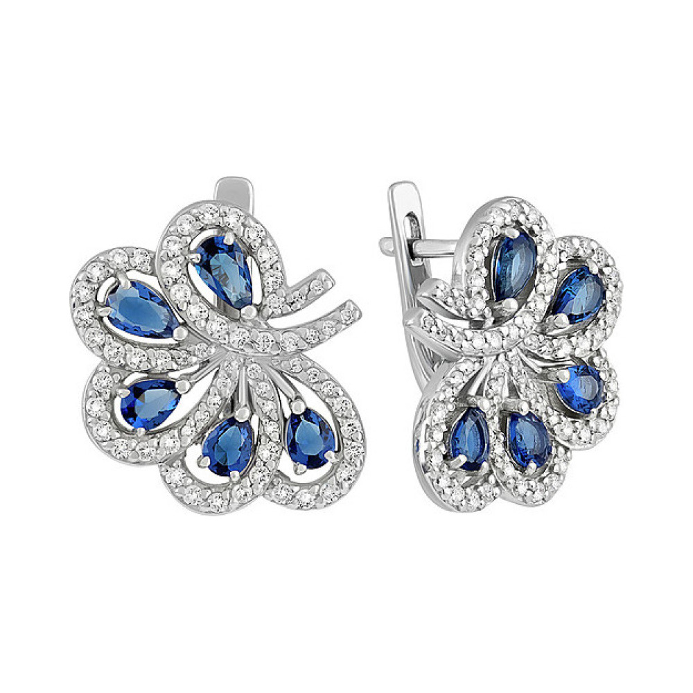 Серебряные серьги с алпанитом и фианитом № 134786