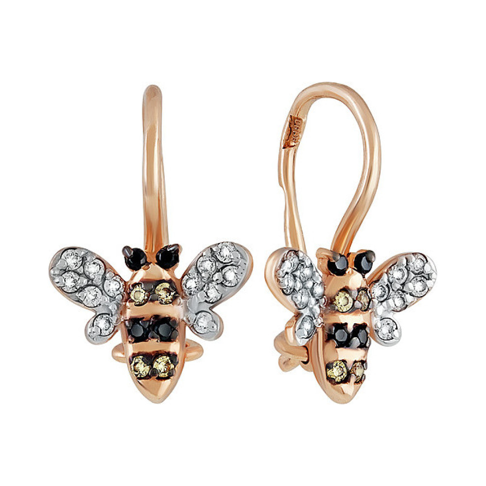 Золотые серьги с фианитом № 137036