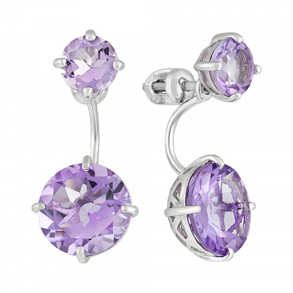 Серебряные серьги с аметистом № 126313