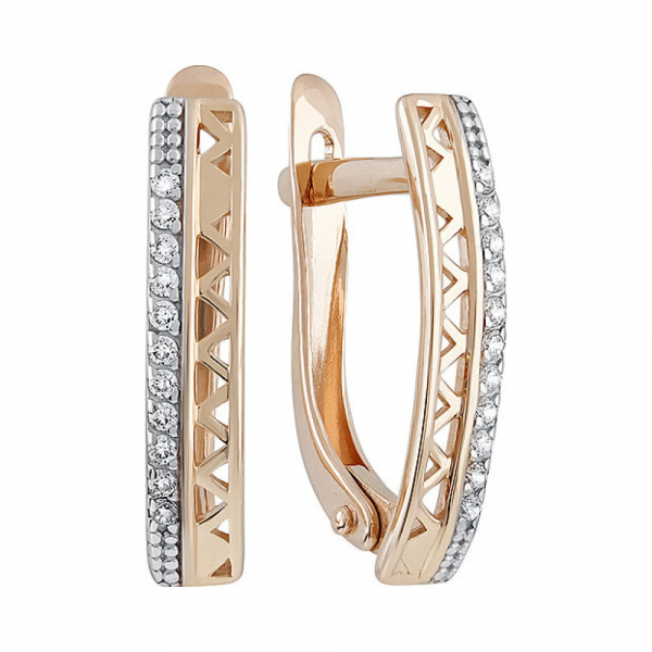 Золотые серьги с фианитом № 135162