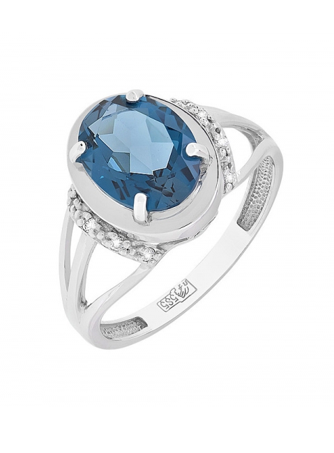 Золотое кольцо с топазом и фианитом № 113342