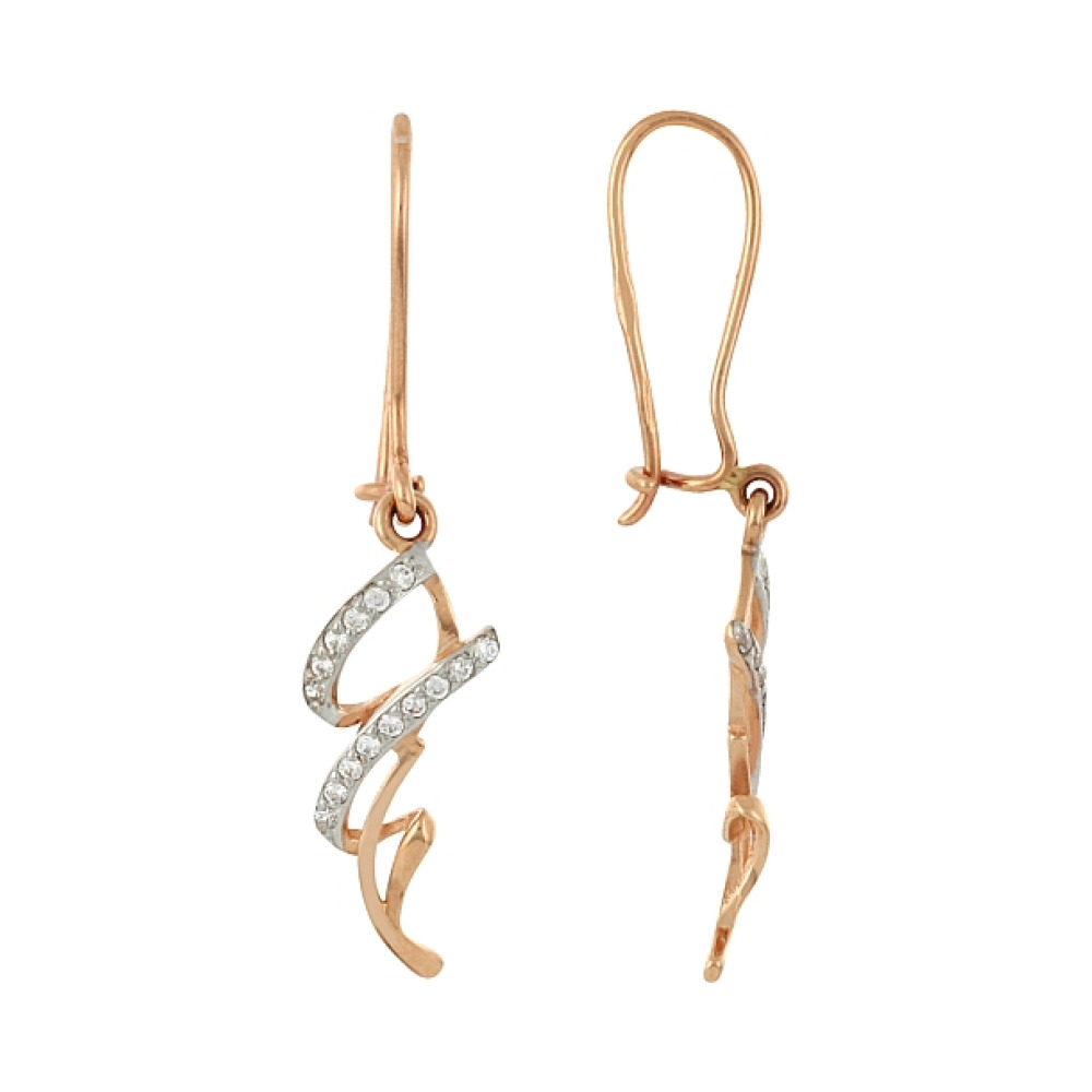 Золотые серьги с фианитами № 101551