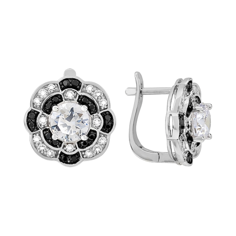 Серебряные серьги с фианитами № 117459