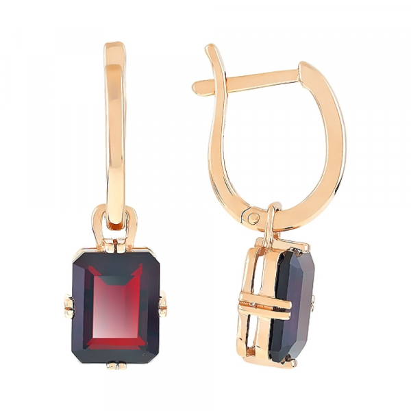 Золотые серьги с гранатом № 95066