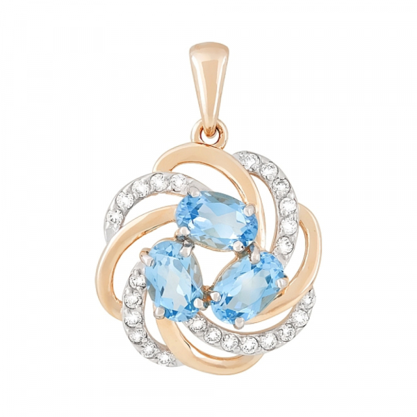 Золотая подвеска с топазом и фианитом № 118984