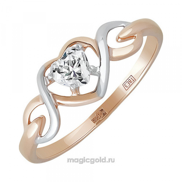 Золотое кольцо с фианитом № 139946