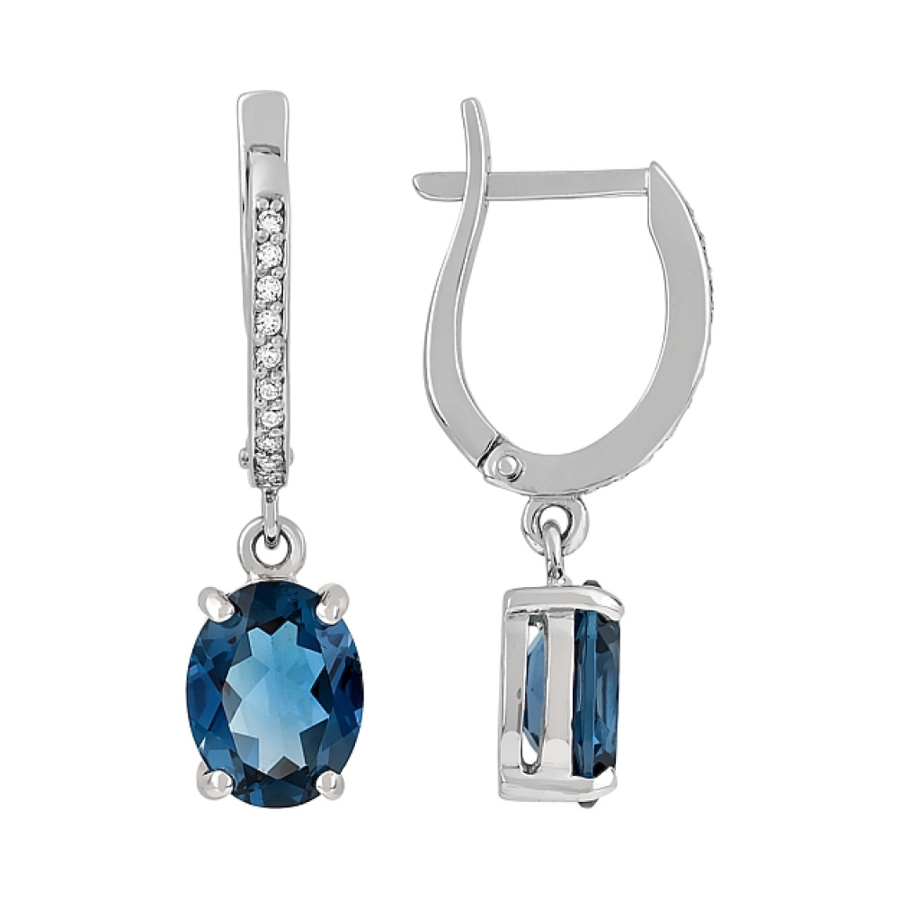 Золотые серьги с топазом и фианитом № 113504