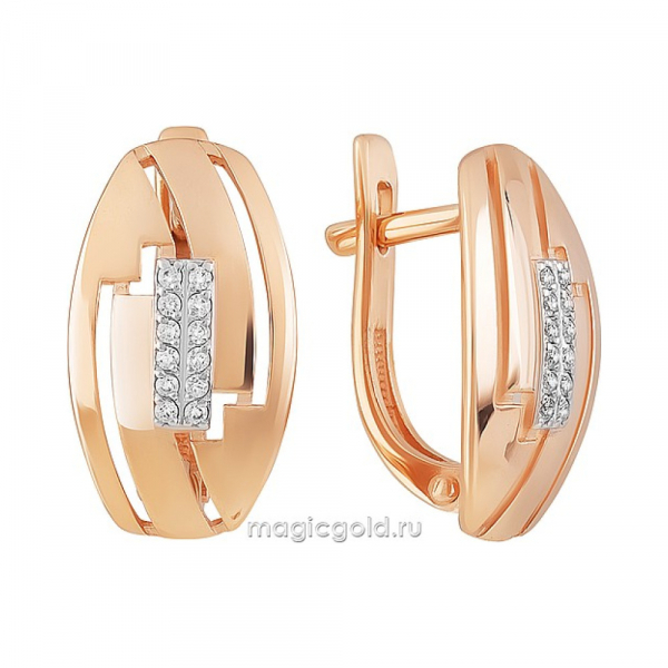 Золотые серьги с фианитом № 163835