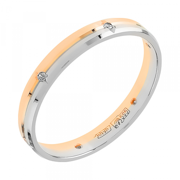 Золотое кольцо с бриллиантом обручальное № 101521