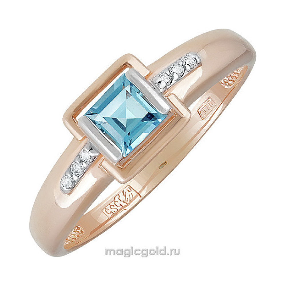 Золотое кольцо с топазом и фианитом № 139717