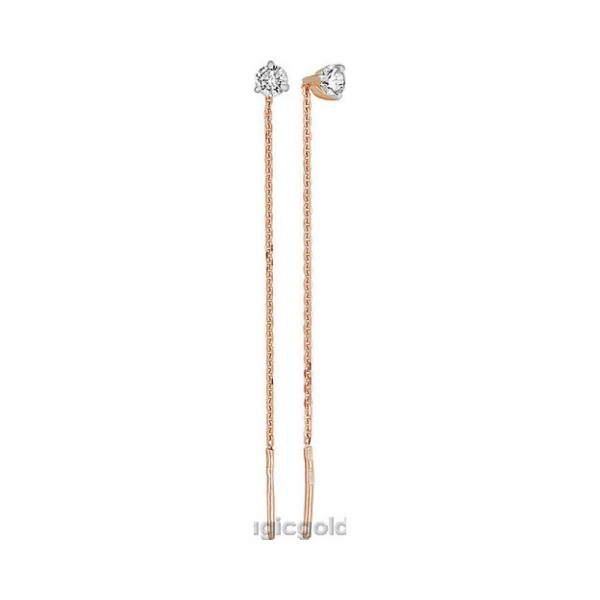 Золотые серьги с фианитом № 156426