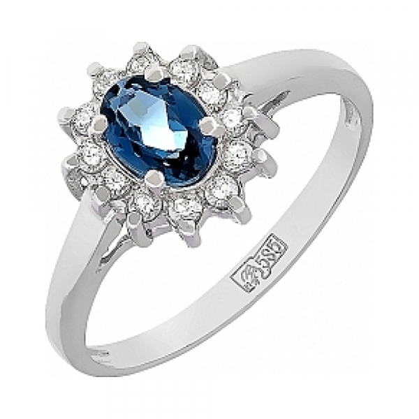 Золотое кольцо с топазом и фианитом № 115744