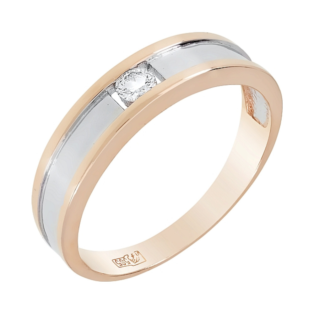 Золотое кольцо с бриллиантом № 111982