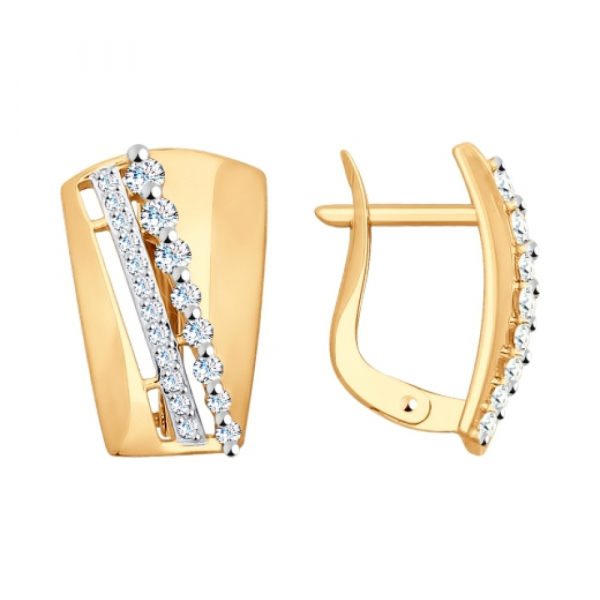 Золотые серьги с фианитом № 161639